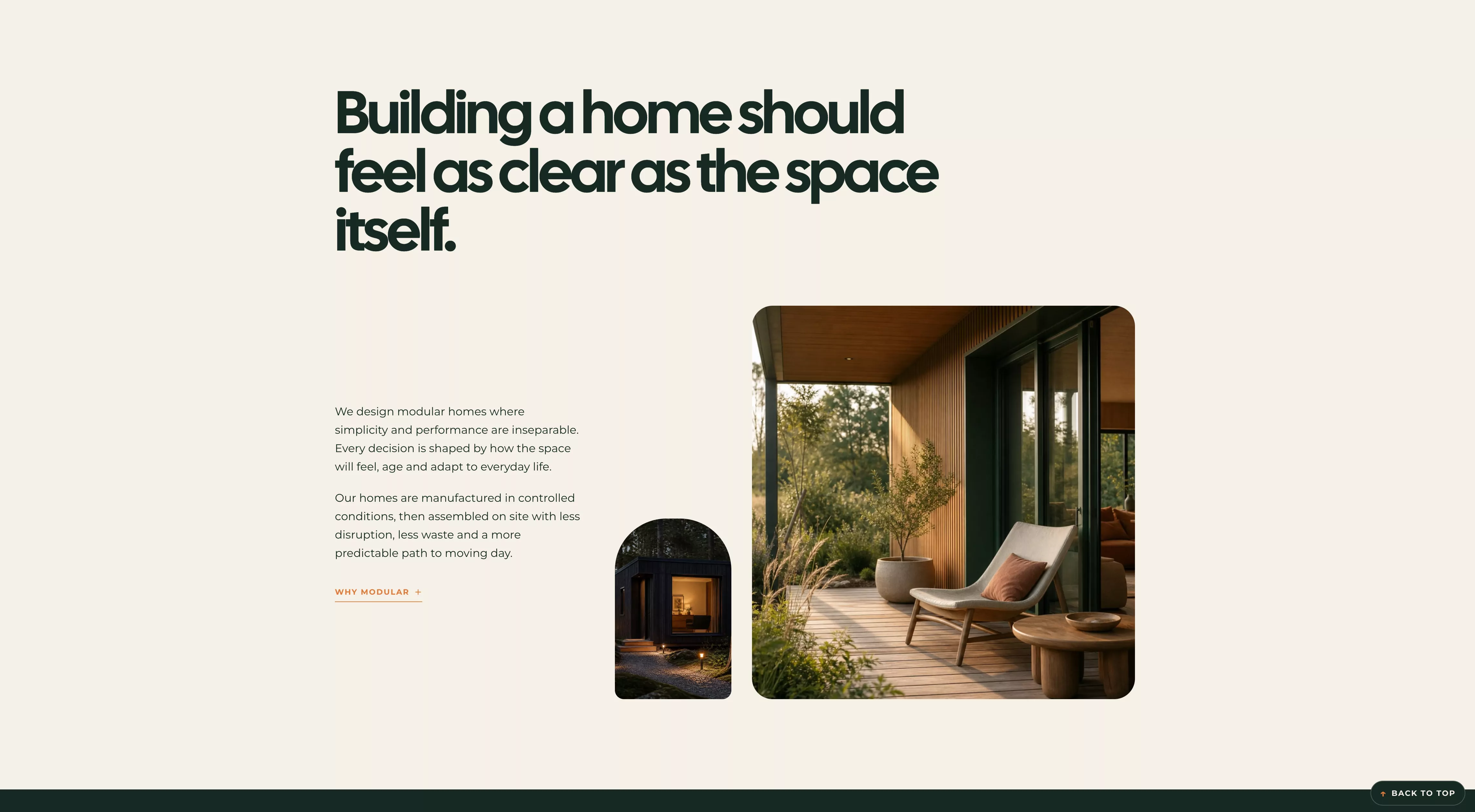 Modular Homes company website, second view